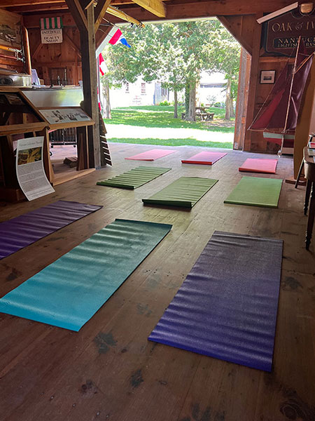 Barn Girl Yoga classes inside Osterville Historical Museum